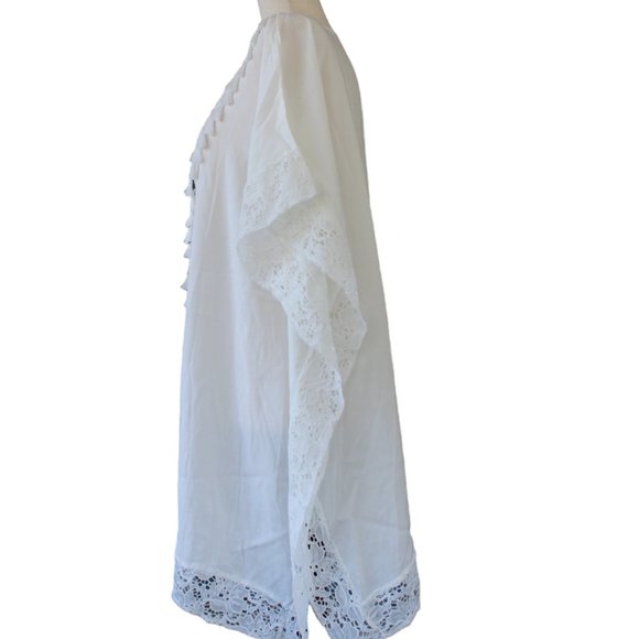 White Swimsuit Cover Up- Tunic Style - Picture 5 of 10